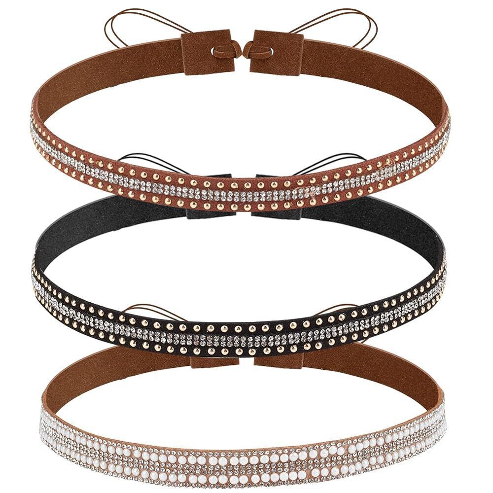 5829 3 Styles Rhinestone Cowboy Hat Bands Bling Panama Fedora Ethnic